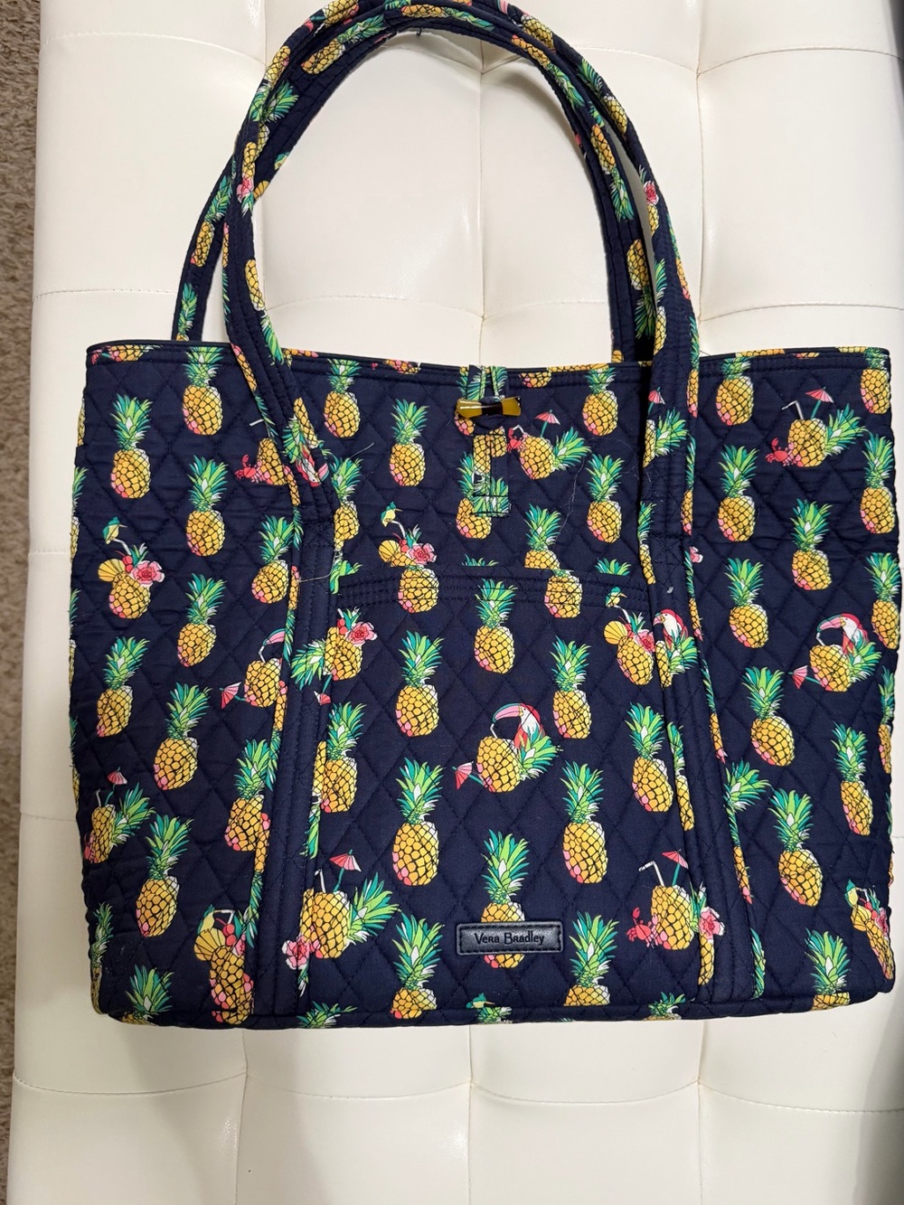 Vera Bradley Factory Vera Tote Toucan Party Retired Pineapple EUC